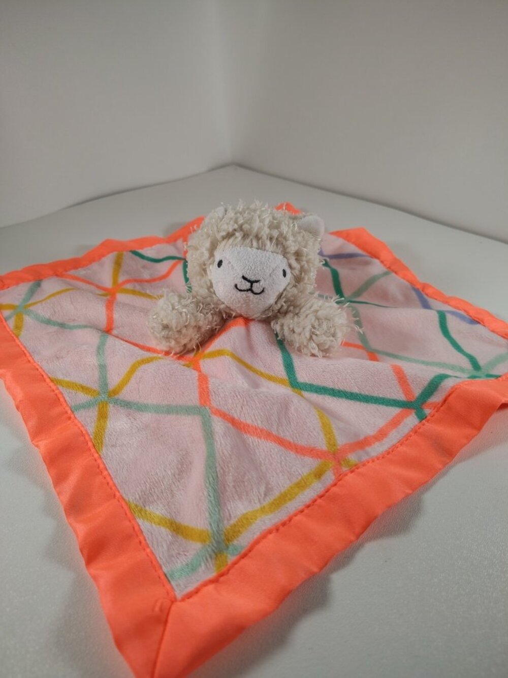Cloud Island Llama Lamb Plush Security Blanket Neon Orange Target Lovey Toy NWOT